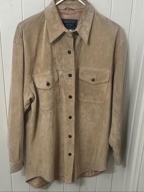 Daniel Hechter Suede Leather Shirt Jacket in Beige